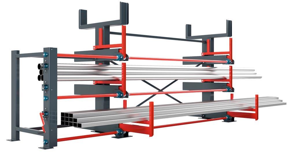 Ausziehregal, Ausrollregal, Fachlast 3000 kg, BxTxH 4950x2195x3525 mm