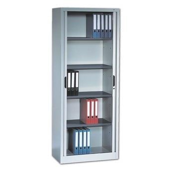 Rollladenschrank, abschließbar, 4 Fachböden, Farbe lichtgrau, 1.980 x 800 x 420 mm (HxBxT), C+P Omnispace