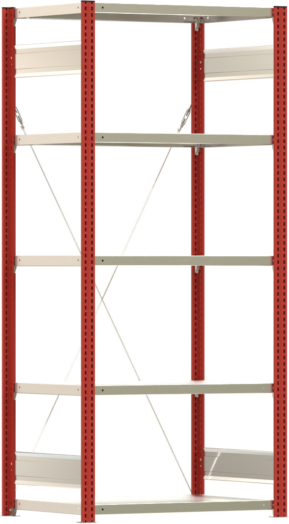 Fachbodenregal BERT - Breite: 87,5 cm - Tiefe: 60 cm - Höhe: 200 cm - 5 Böden - Grundregal