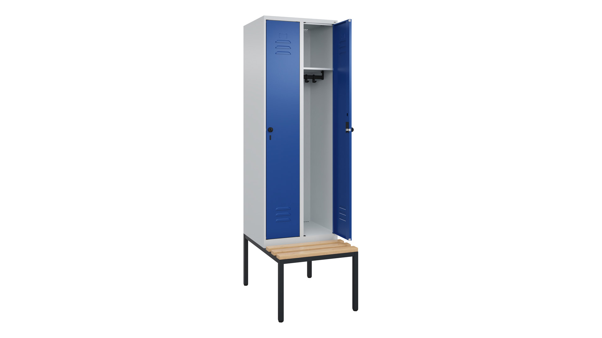Spind - Garderobenschrank, Breite 60 cm, Höhe 212 cm, Tiefe 50 cm, 2 Abteile