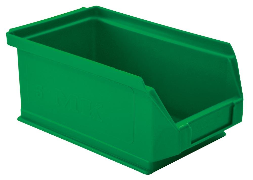 Sichtlagerkasten, PE, Volumen 0,8 Liter, Größe 5, BxTxH außen/innen 100x160x75/87x138x70 mm, Farbe grün, VE 25 Stück