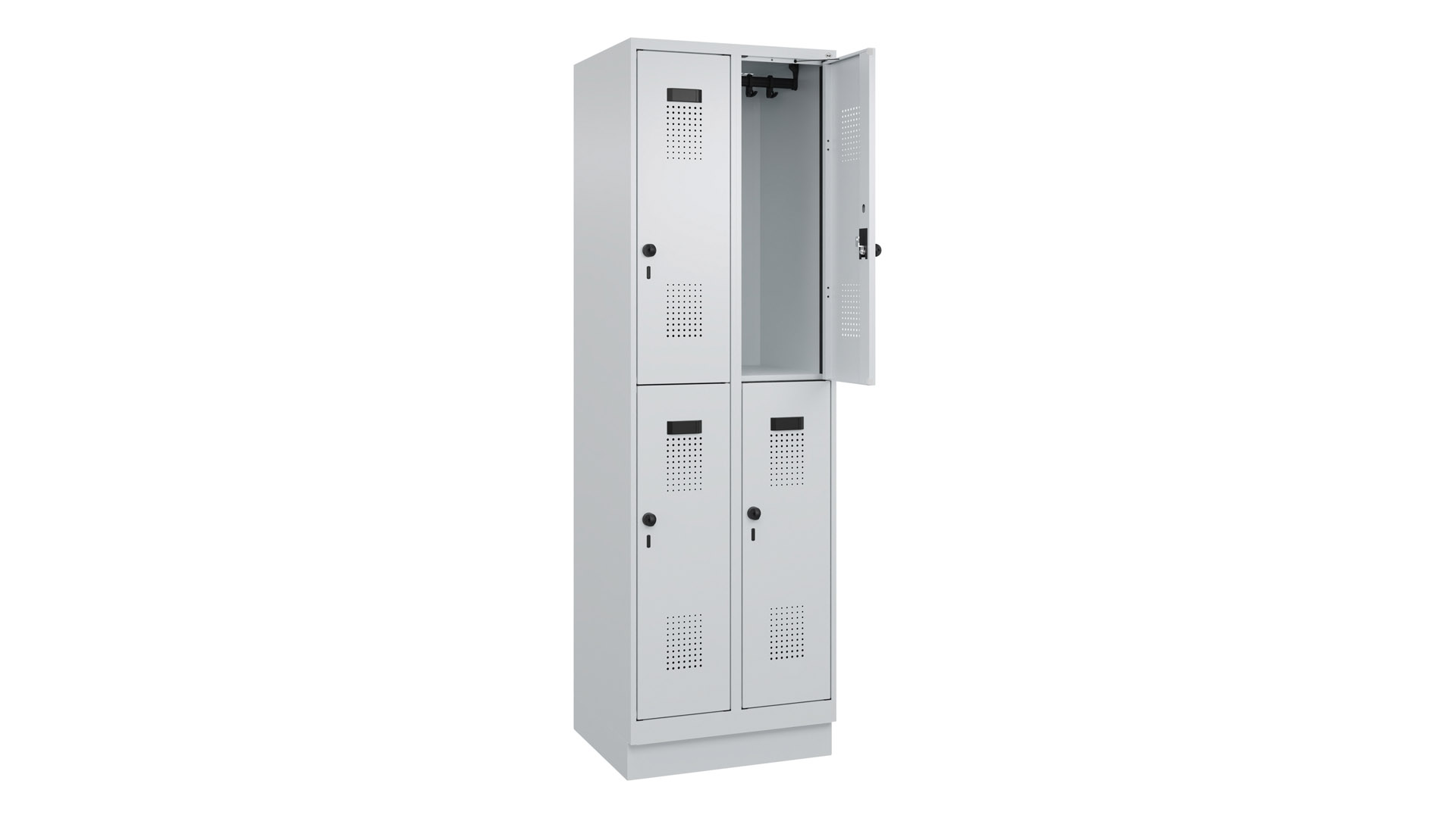 Garderobenspind doppelstöckig, Breite 60 cm, Höhe 195 cm, Tiefe 50 cm, 4 Fächer