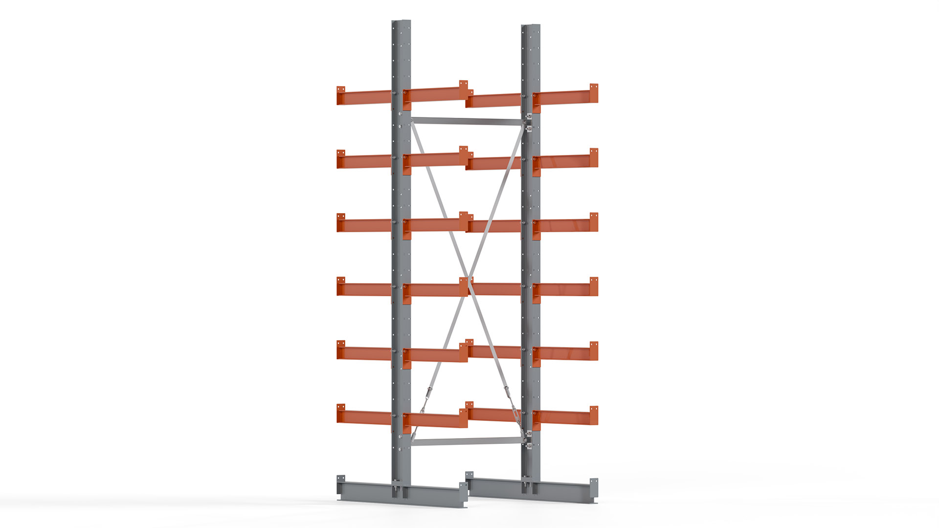 Kragarmregal KARL basic - lackiert - Breite: 100 cm - Höhe: 300 cm - Tiefe: 60 cm - Traglast je Kragarm: 740 kg - beidseitig