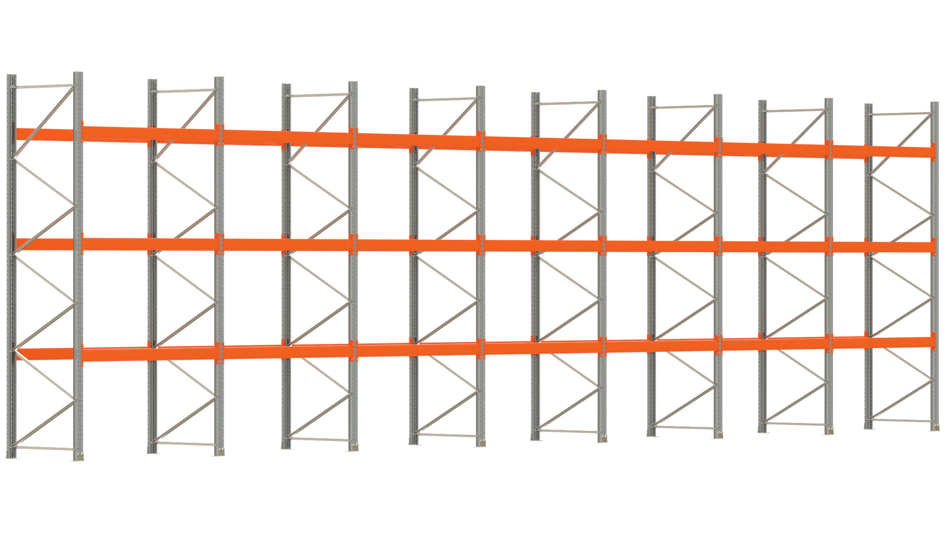 Palettenregal ARTUS - Breite 1398 cm - Höhe 400 cm - Tiefe 110 cm - Fachlast 3000 kg - 56 Palettenstellplätze