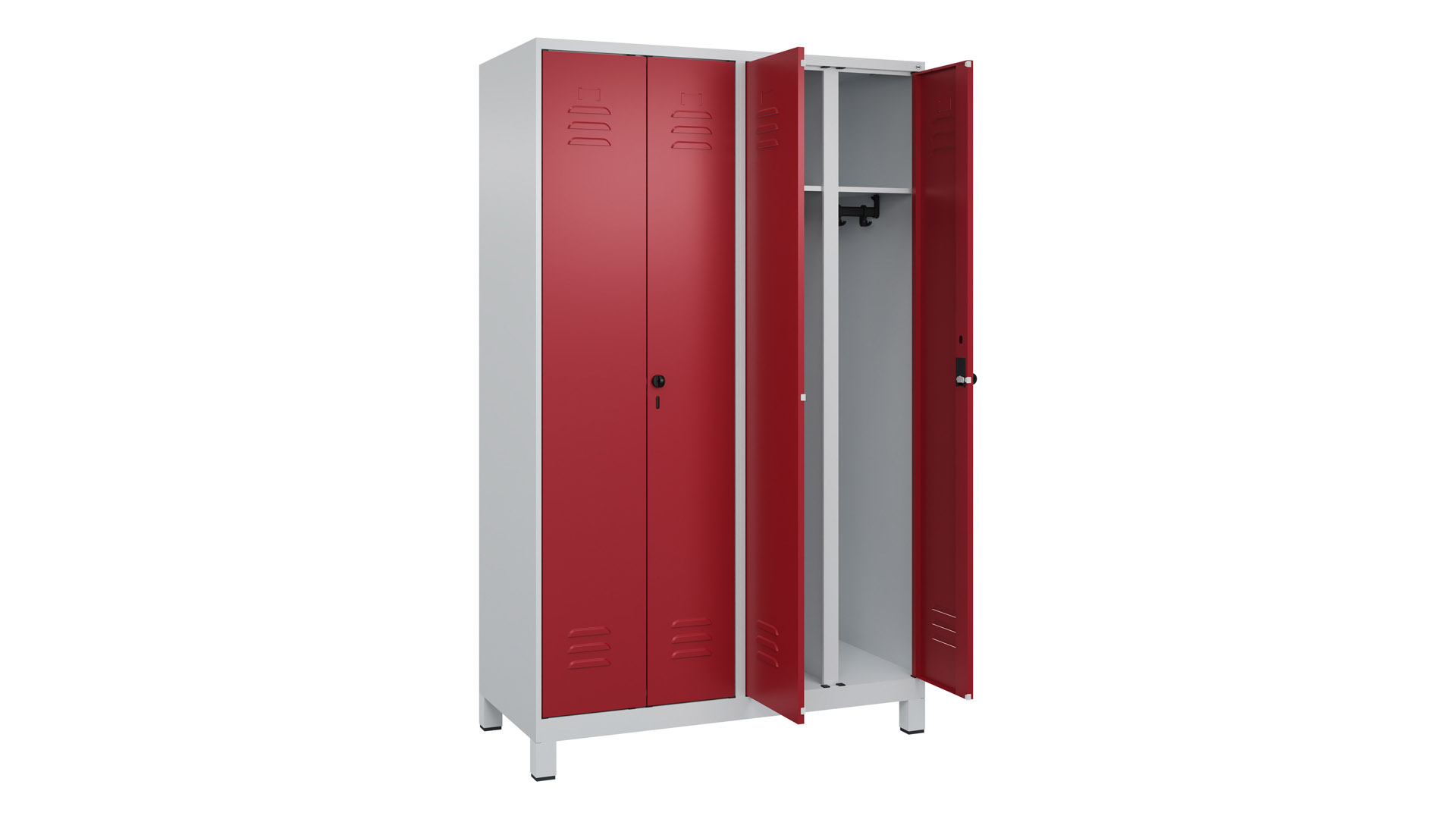 Doppelspind - schwarz weiß Trennung,  Breite 120 cm,  Höhe 195 cm,  Tiefe 50 cm,  4 Abteile