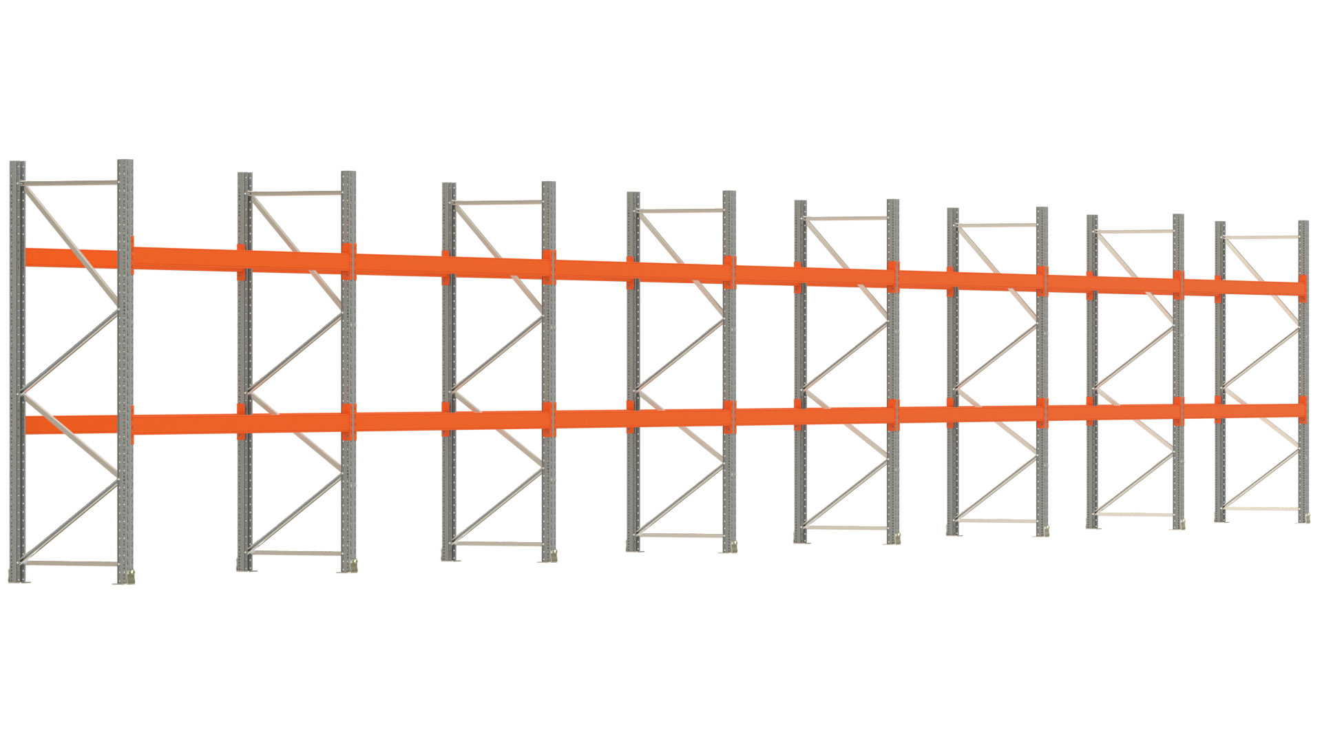 Palettenregal ARTUS - Breite 1958 cm - Höhe 250 cm - Tiefe 80 cm - Fachlast 3000 kg - 42 Palettenstellplätze