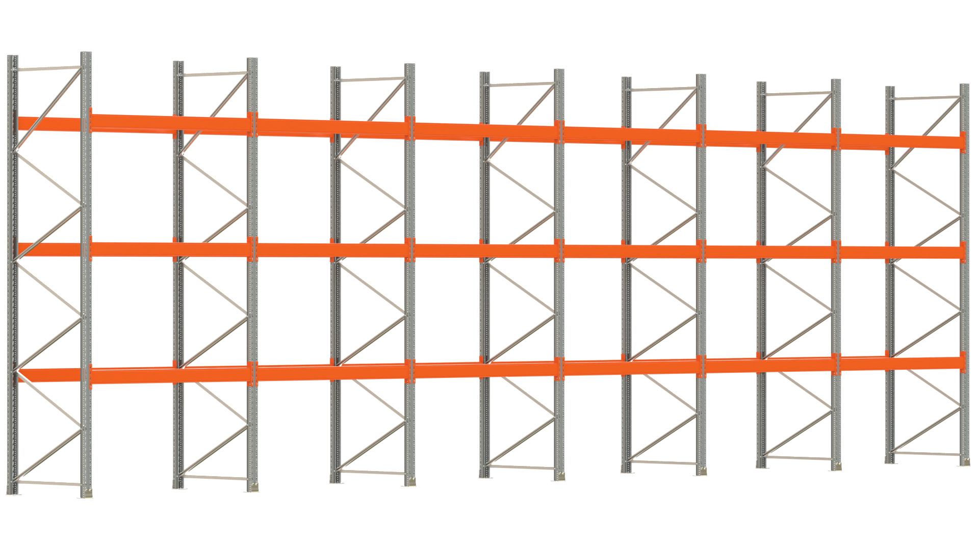 Palettenregal ARTUS - Breite 1199,5 cm - Höhe 400 cm - Tiefe 110 cm - Fachlast 2000 kg - 48 Palettenstellplätze