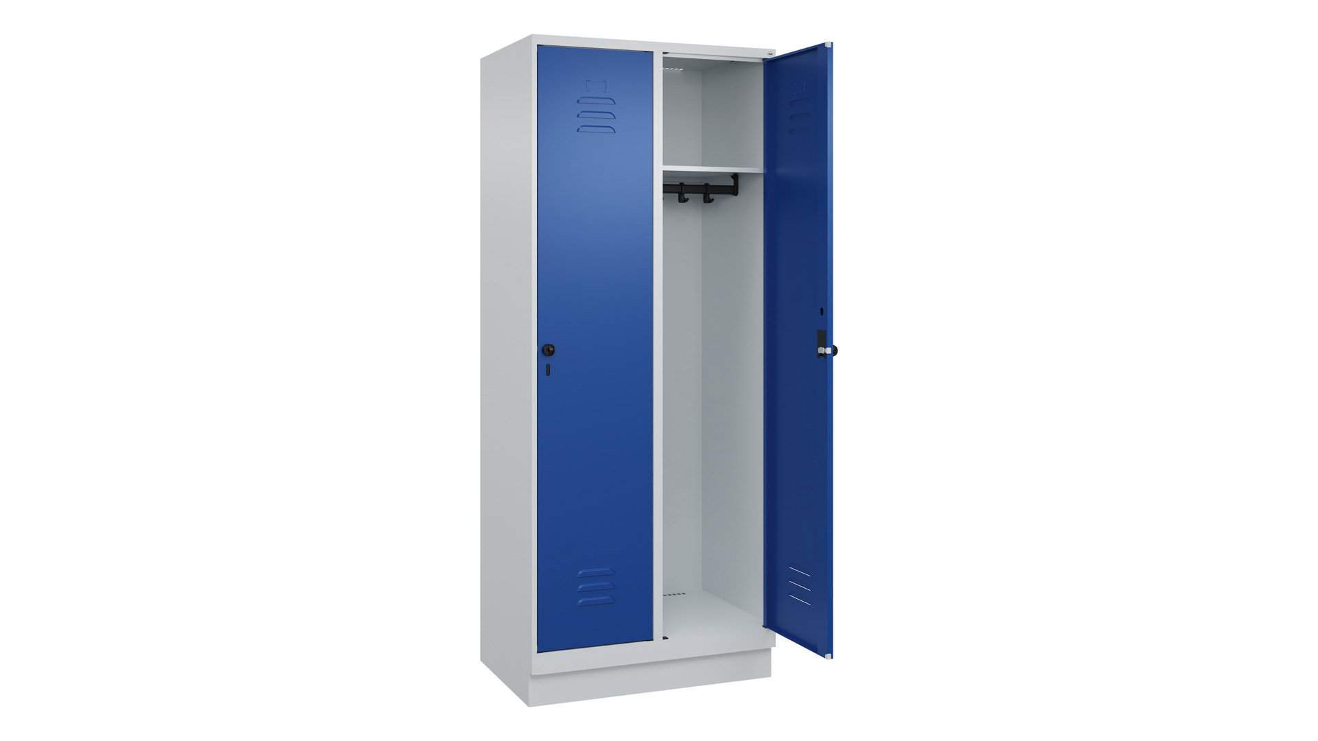 Spind - Garderobenschrank, Breite 80 cm, Höhe 195 cm, Tiefe 50 cm, 2 Abteile