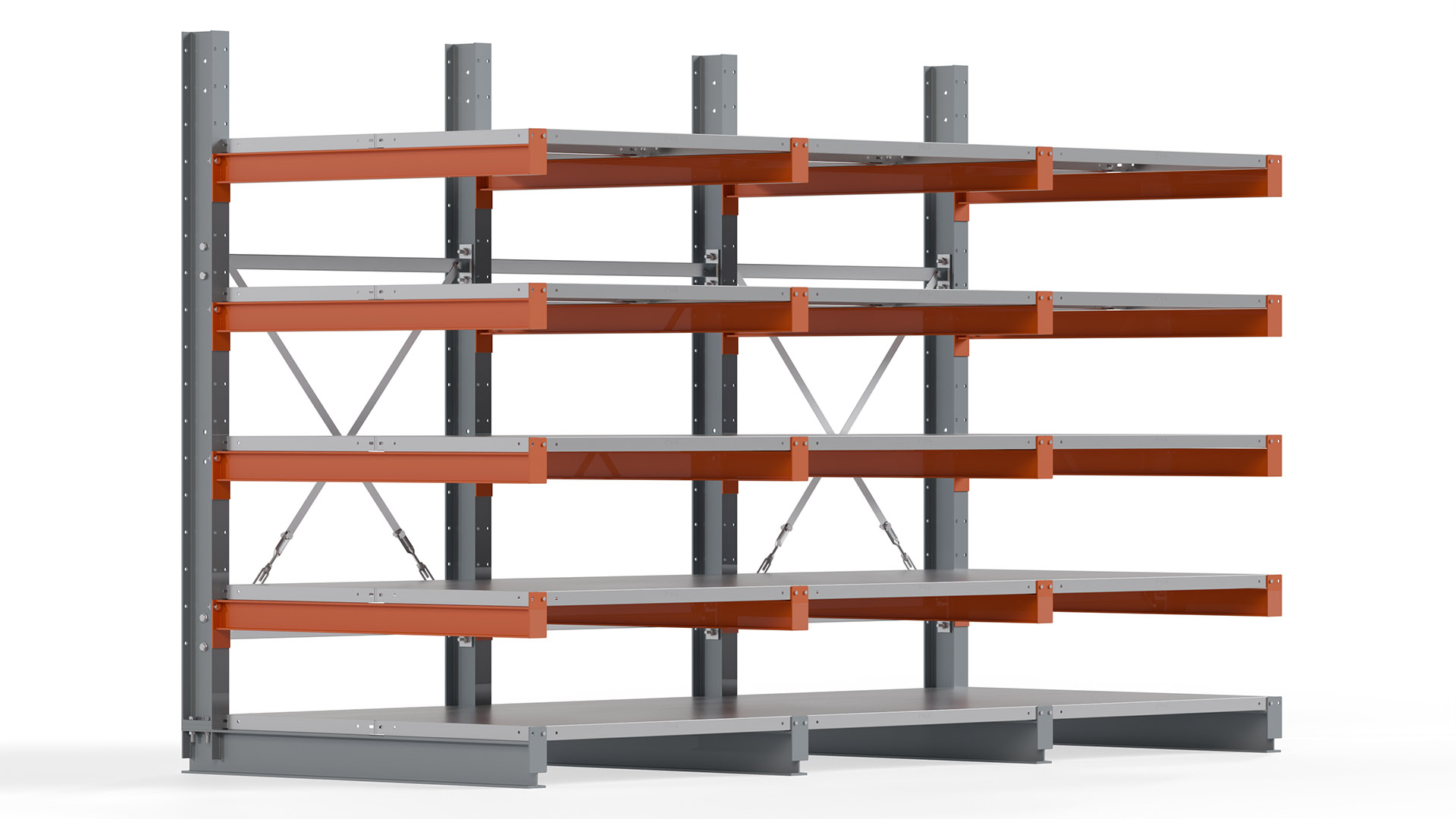Kragarmregal KARL basic - lackiert - Breite: 300 cm - Höhe: 200 cm - Tiefe: 120 cm - Traglast je Kragarm: 370 kg - einseitig