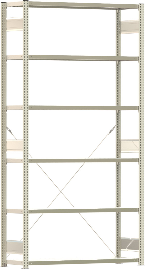 Fachbodenregal BERT - Breite: 128,5 cm - Tiefe: 40 cm - Höhe: 250 cm - 6 Böden - Grundregal