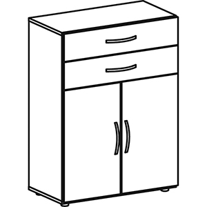 Kombischrank, Flügeltüren und Schubladen