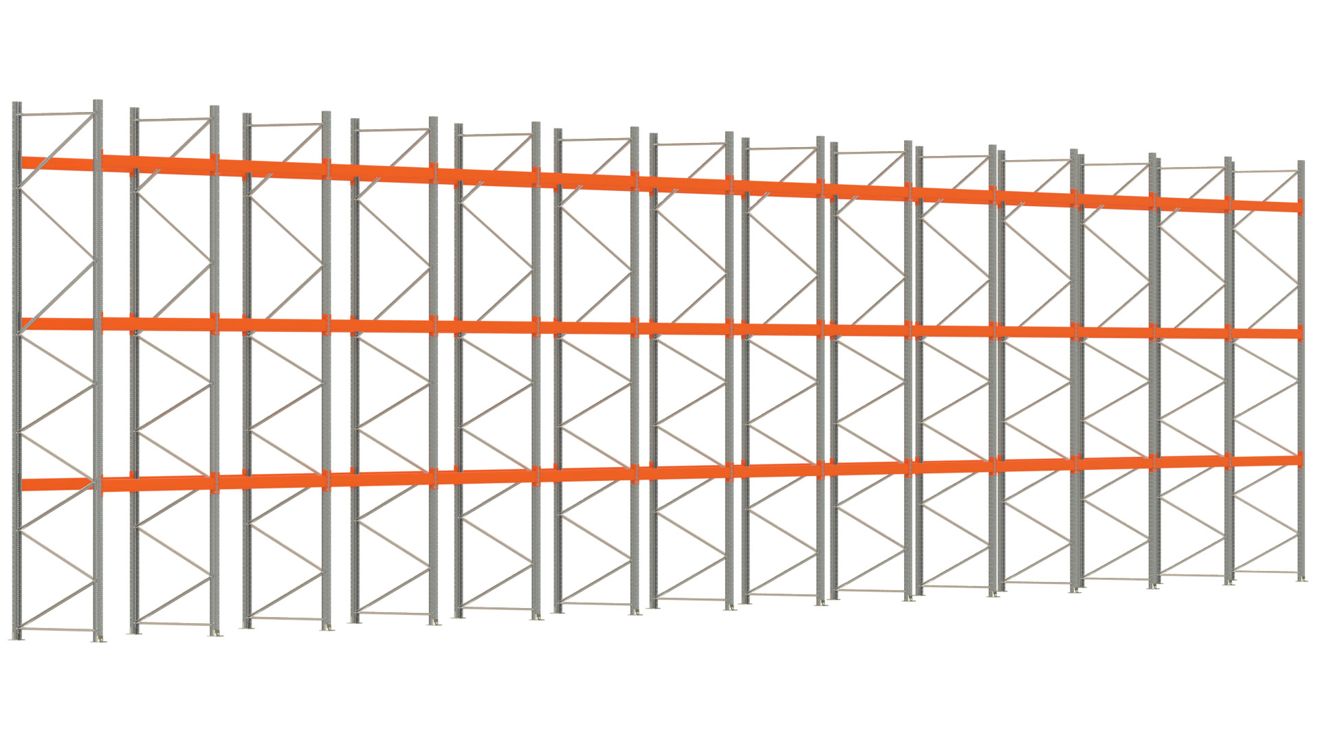 Palettenregal ARTUS - Breite 2589 cm - Höhe 550 cm - Tiefe 110 cm - Fachlast 3000 kg - 104 Palettenstellplätze