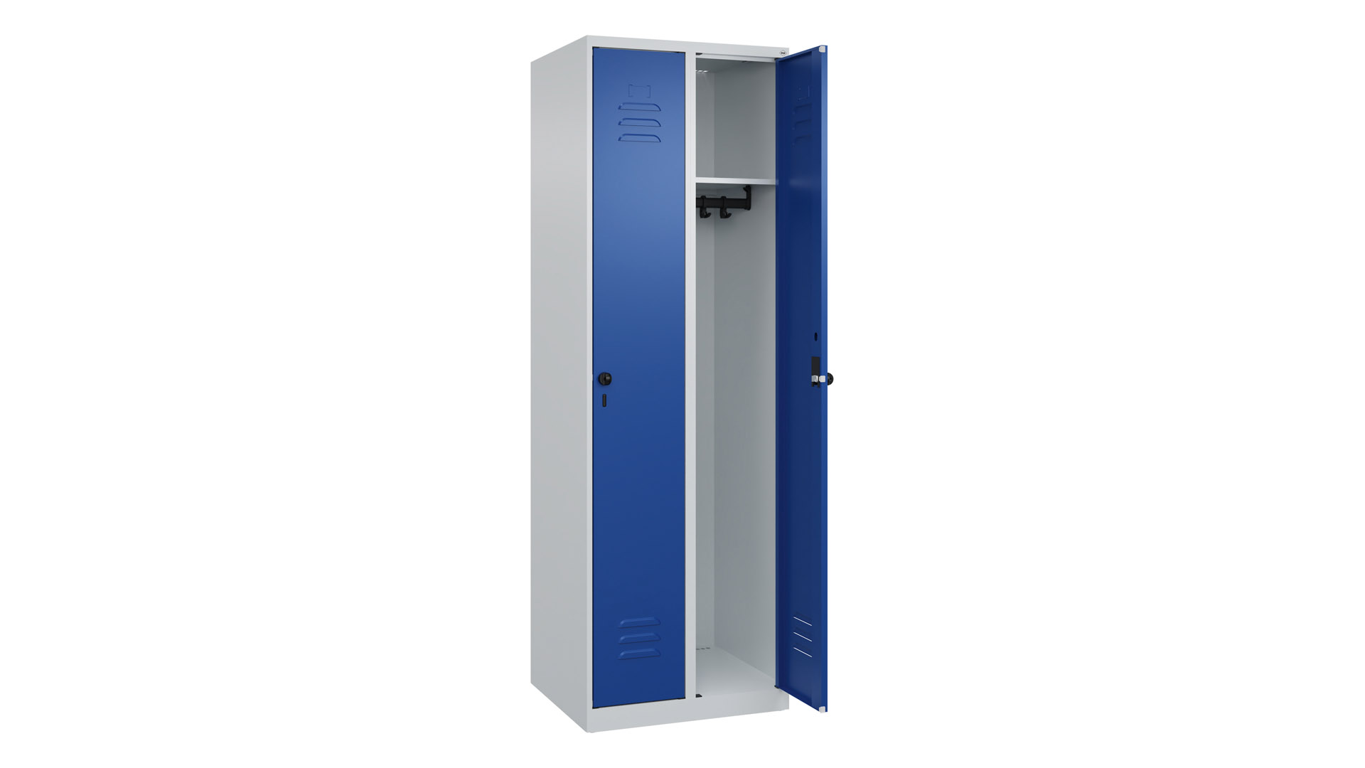 Spind - Garderobenschrank, Breite 60 cm, Höhe 185 cm, Tiefe 50 cm, 2 Abteile