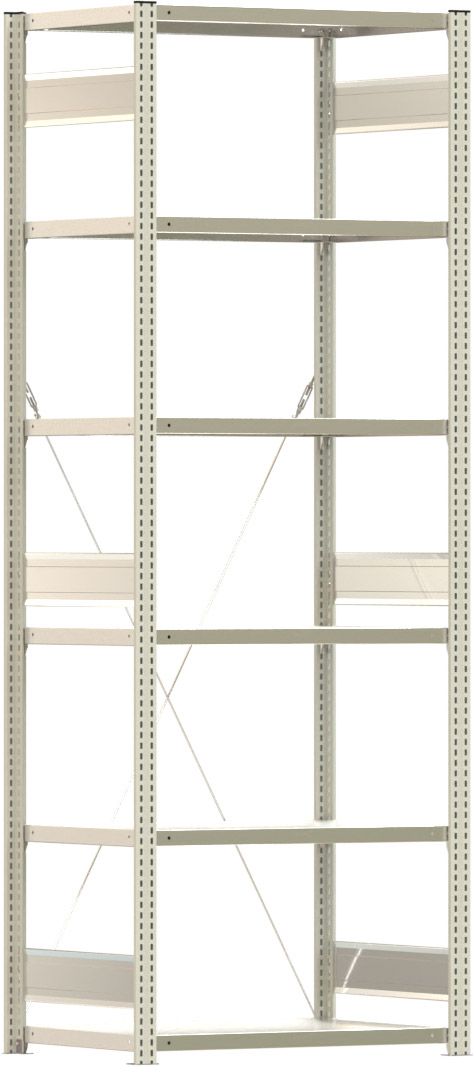 Fachbodenregal BERT - Breite: 87,5 cm - Tiefe: 60 cm - Höhe: 250 cm - 6 Böden - Grundregal