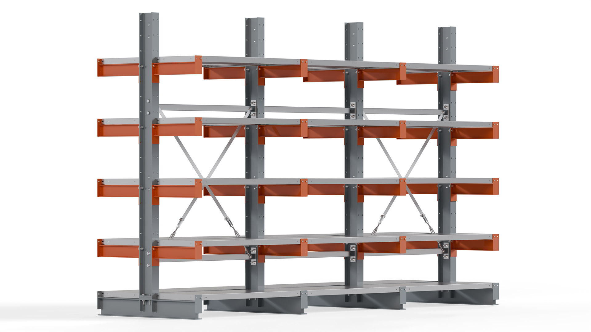 Kragarmregal KARL basic - lackiert - Breite: 300 cm - Höhe: 200 cm - Tiefe: 40 cm - Traglast je Kragarm: 1100 kg - beidseitig