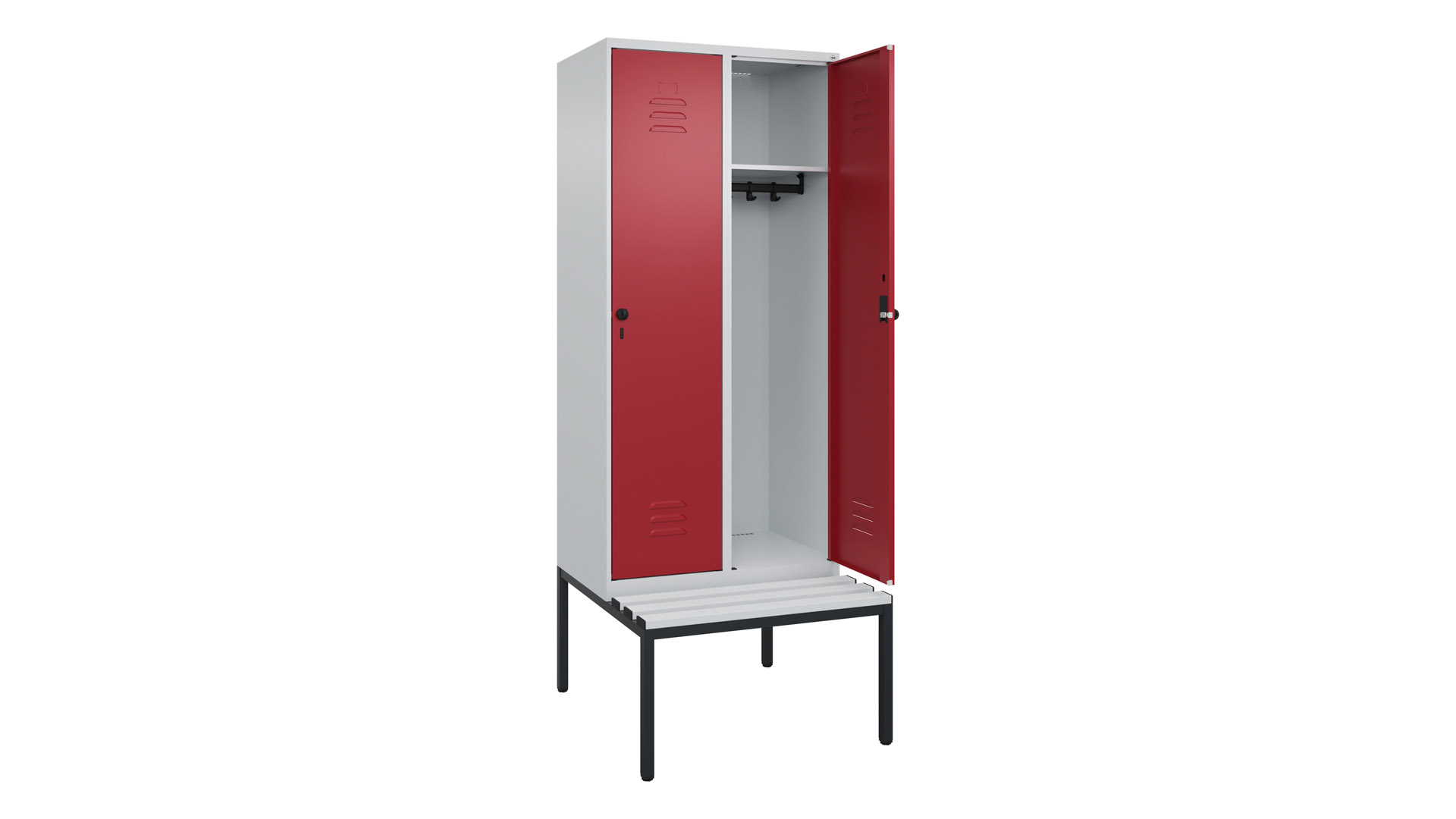 Spind - Garderobenschrank, Breite 80 cm, Höhe 212 cm, Tiefe 50 cm, 2 Abteile