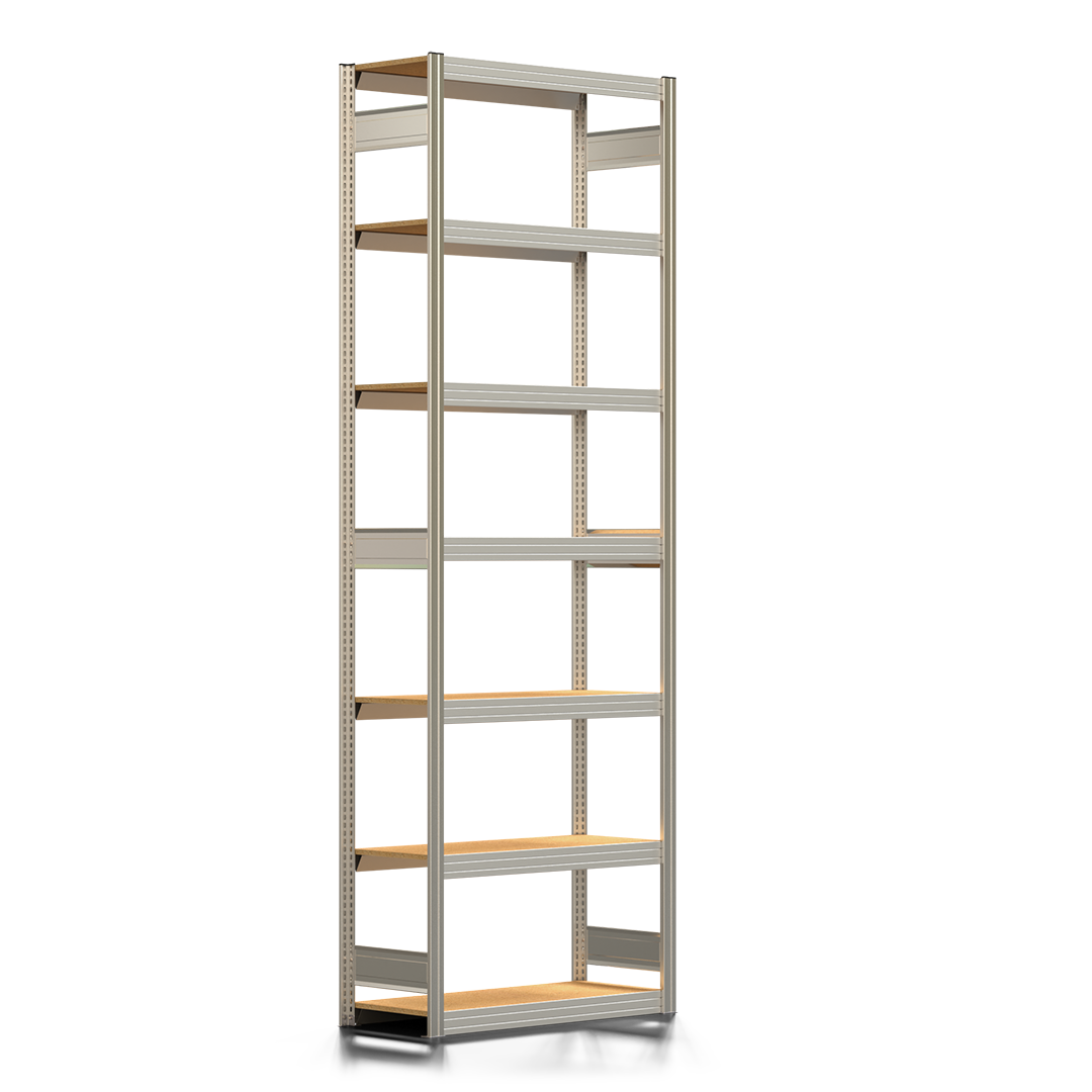 Fachbodenregal BERT - Breite: 100,5 cm - Tiefe: 40 cm - Höhe: 300 cm - 7 Böden - Grundregal