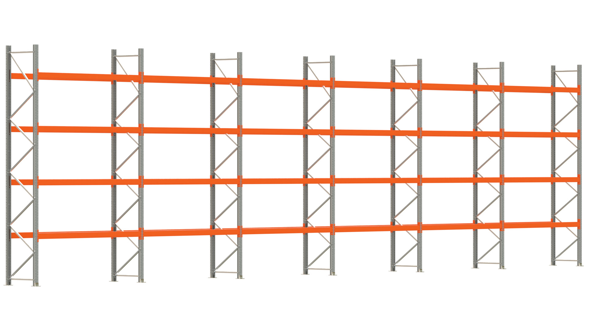 Palettenregal ARTUS - Breite 1679,5 cm - Höhe 450 cm - Tiefe 80 cm - Fachlast 2000 kg - 60 Palettenstellplätze