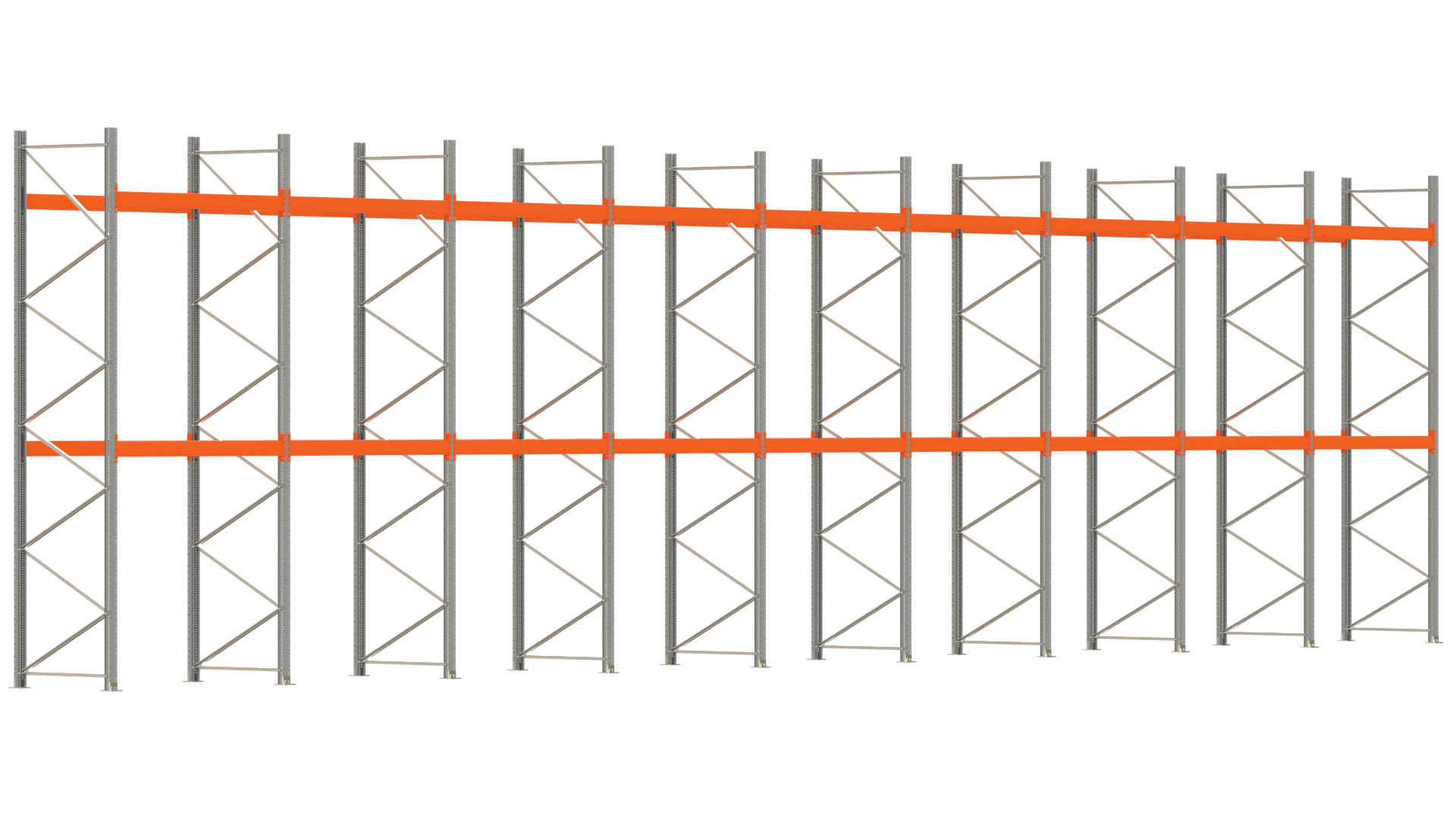 Palettenregal ARTUS - Breite 1795 cm - Höhe 450 cm - Tiefe 110 cm - Fachlast 3000 kg - 54 Palettenstellplätze