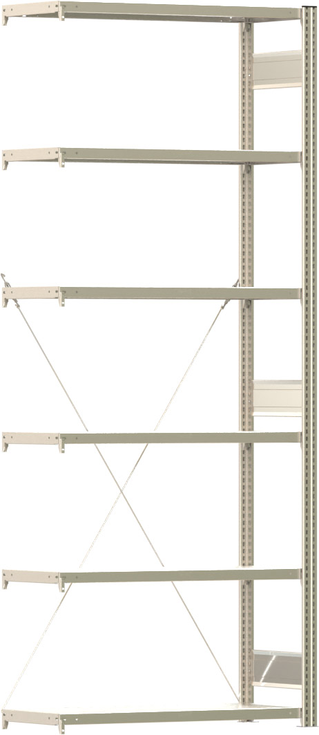 Fachbodenregal BERT - Breite: 100,5 cm - Tiefe: 40 cm - Höhe: 250 cm - 6 Böden - Anbauregal
