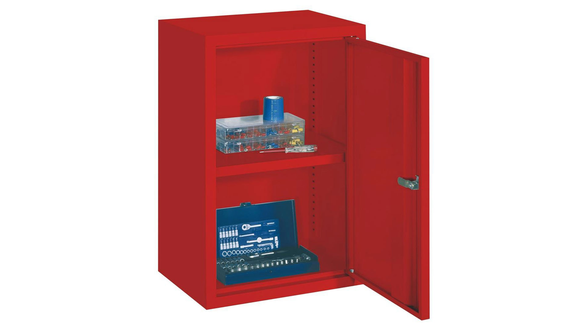 Hängeschrank aus Stahl - 1 Vollblechtür - 600x400x300 mm (HxBxT) - feuerrot