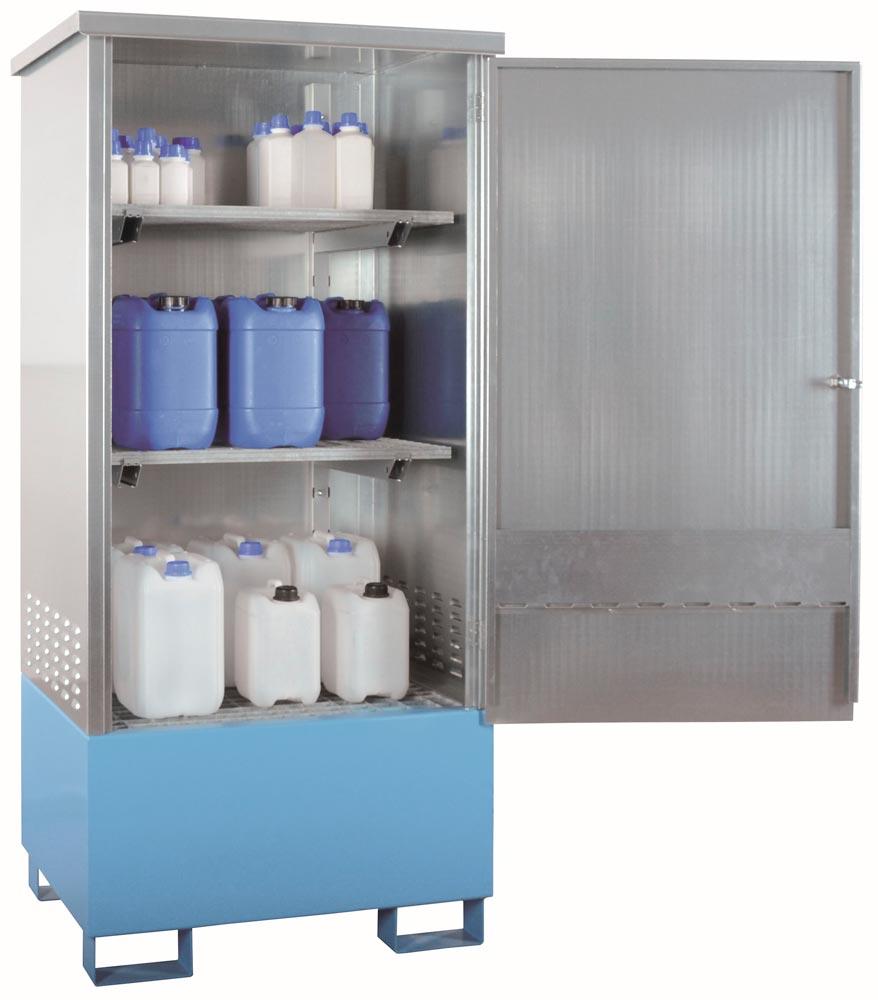 Gefahrstoffdepot, Auffangwanne mit Aufbau für Kleinmengen