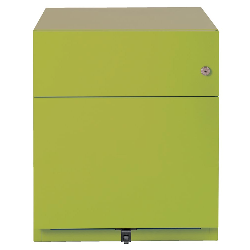 Rollcontainer, BxTxH 420x565x495 mm, 1 Schublade, 1 Hängeregistratur, seitliche Griffleisten, grün