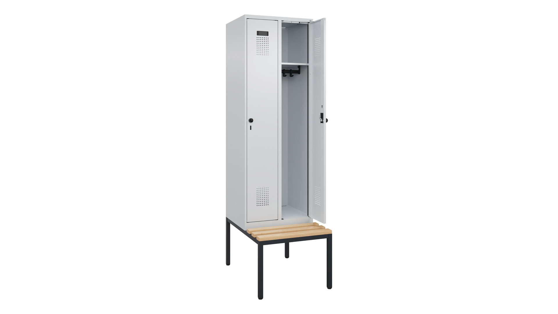 Spind - Garderobenschrank, Breite 60 cm, Höhe 212 cm, Tiefe 50 cm, 2 Abteile