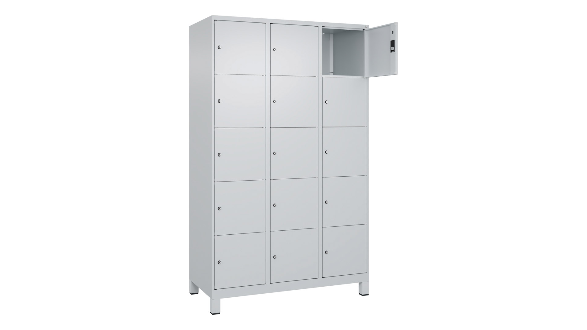 Fächerschrank, Breite 120 cm, Höhe 195 cm, Tiefe 50 cm, 15 Fächer