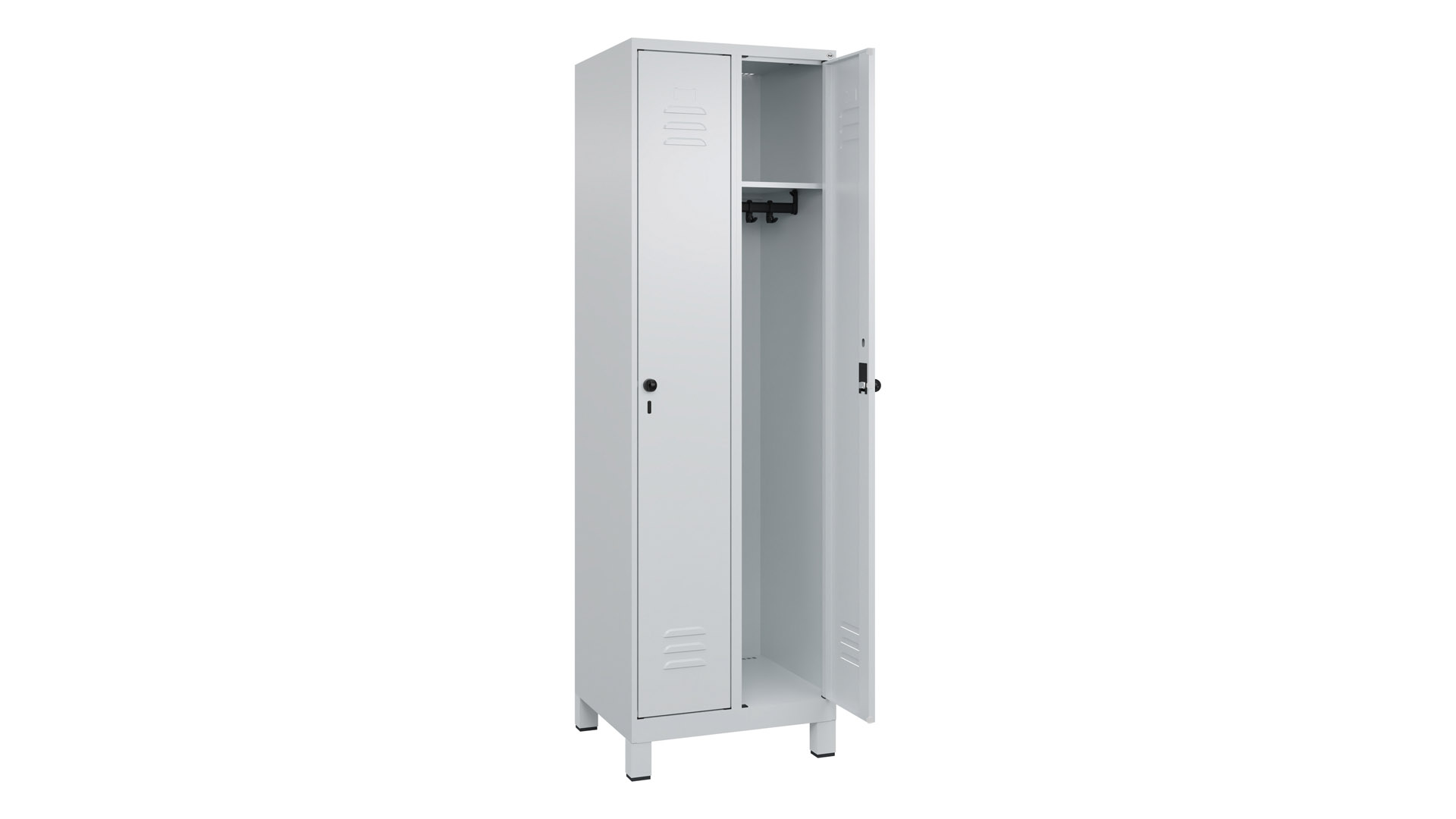 Spind - Garderobenschrank, Breite 60 cm, Höhe 195 cm, Tiefe 50 cm, 2 Abteile