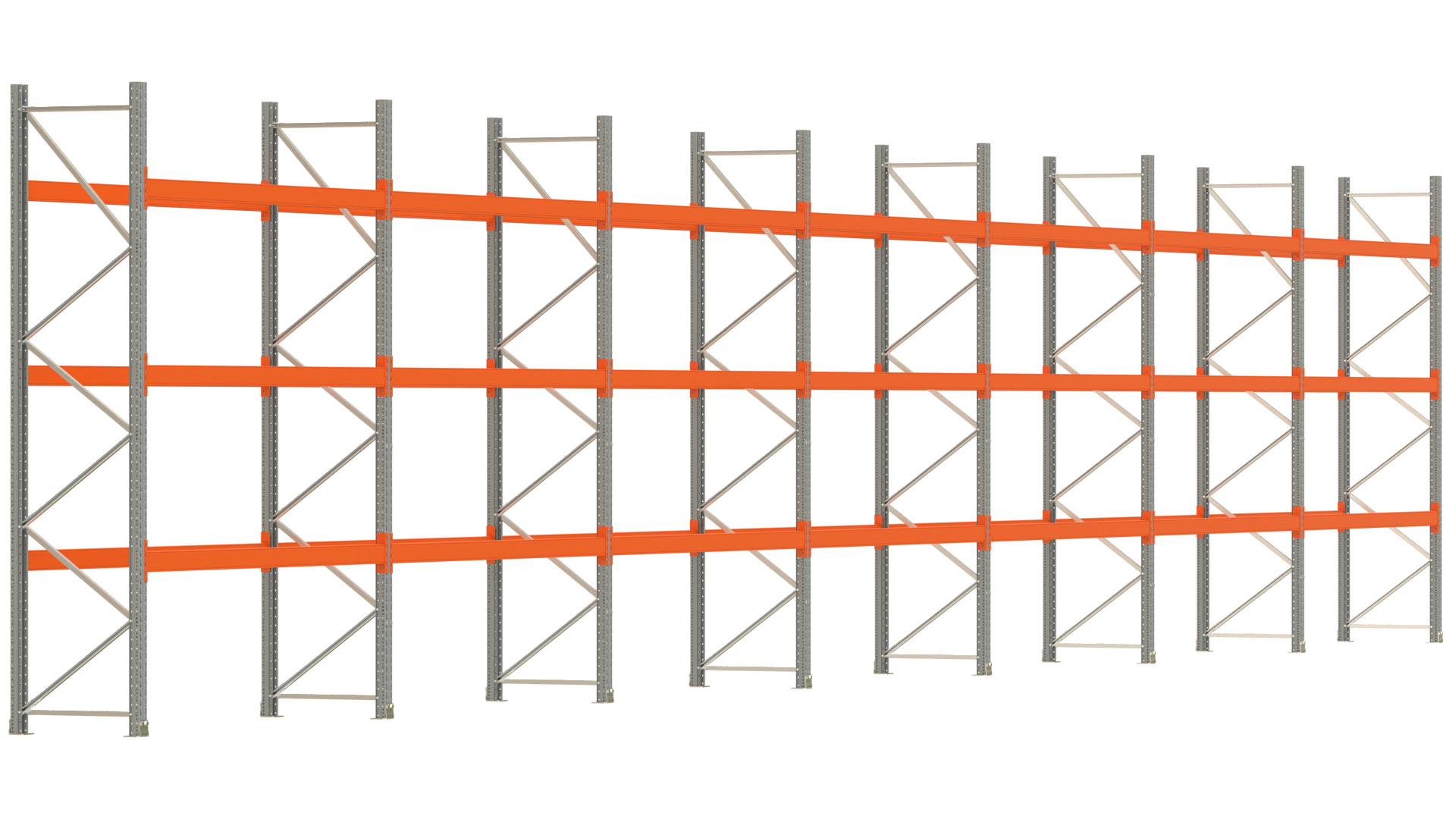 Palettenregal ARTUS - Breite 1958 cm - Höhe 350 cm - Tiefe 80 cm - Fachlast 2000 kg - 56 Palettenstellplätze