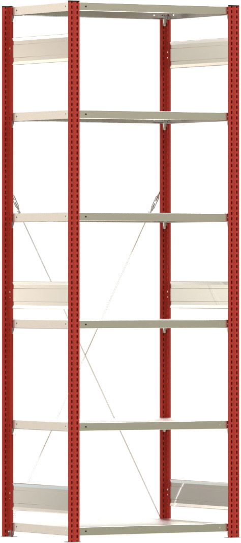 Fachbodenregal BERT - Breite: 87,5 cm - Tiefe: 60 cm - Höhe: 250 cm - 6 Böden - Grundregal