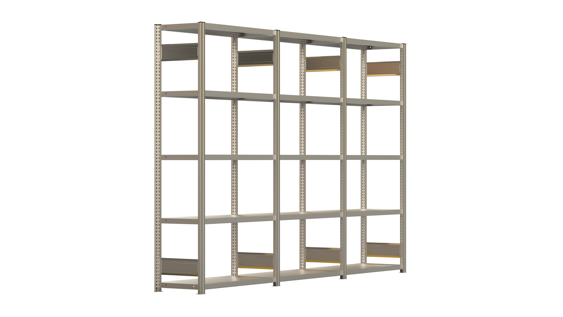 Fachbodenregal BERT - Breite: 301,5 cm - Tiefe: 40 cm - Höhe: 200 cm - 15 Böden - Regalreihe