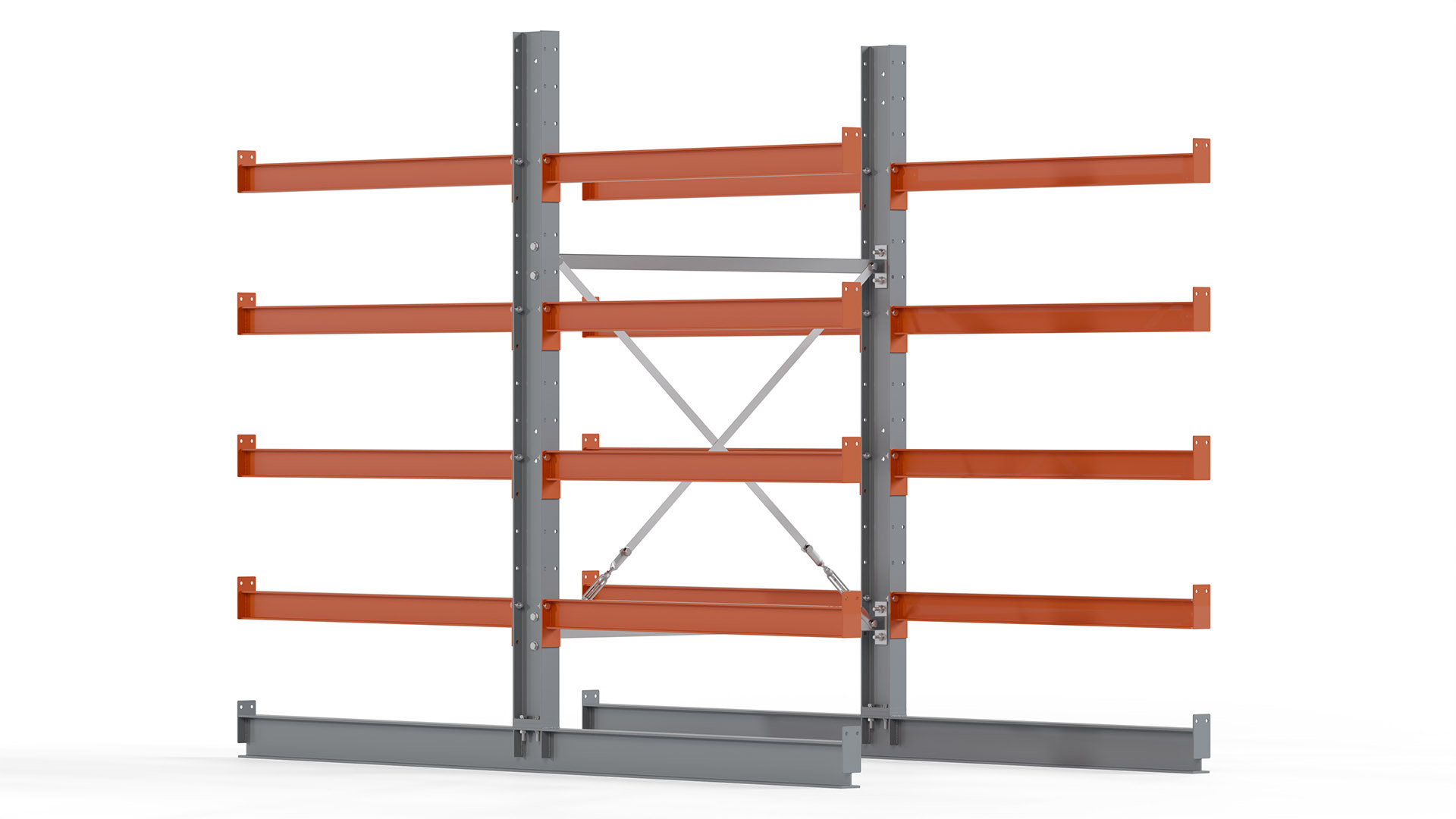 Kragarmregal KARL basic - lackiert - Breite: 128 cm - Höhe: 200 cm - Tiefe: 120 cm - Traglast je Kragarm: 370 kg - beidseitig