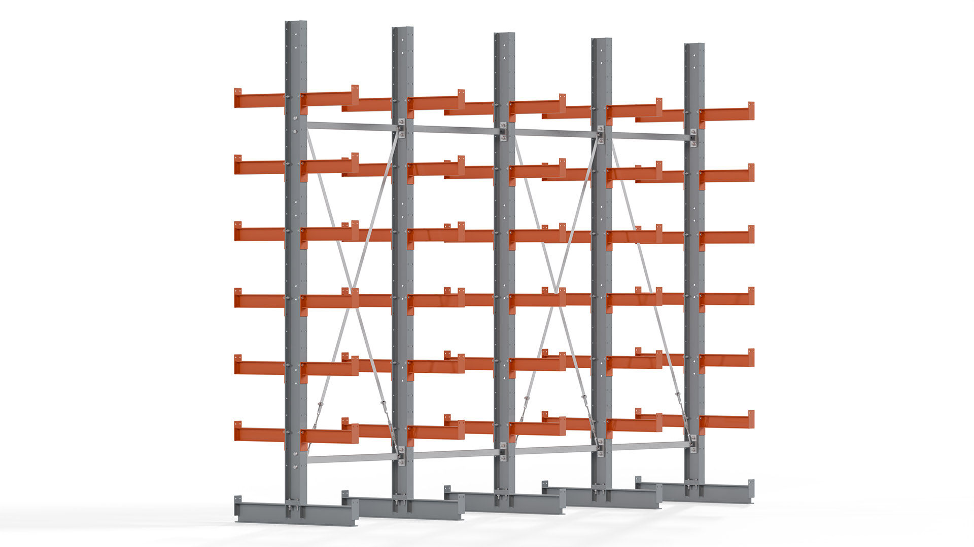 Kragarmregal KARL basic - lackiert - Breite: 400 cm - Höhe: 300 cm - Tiefe: 40 cm - Traglast je Kragarm: 1100 kg - beidseitig