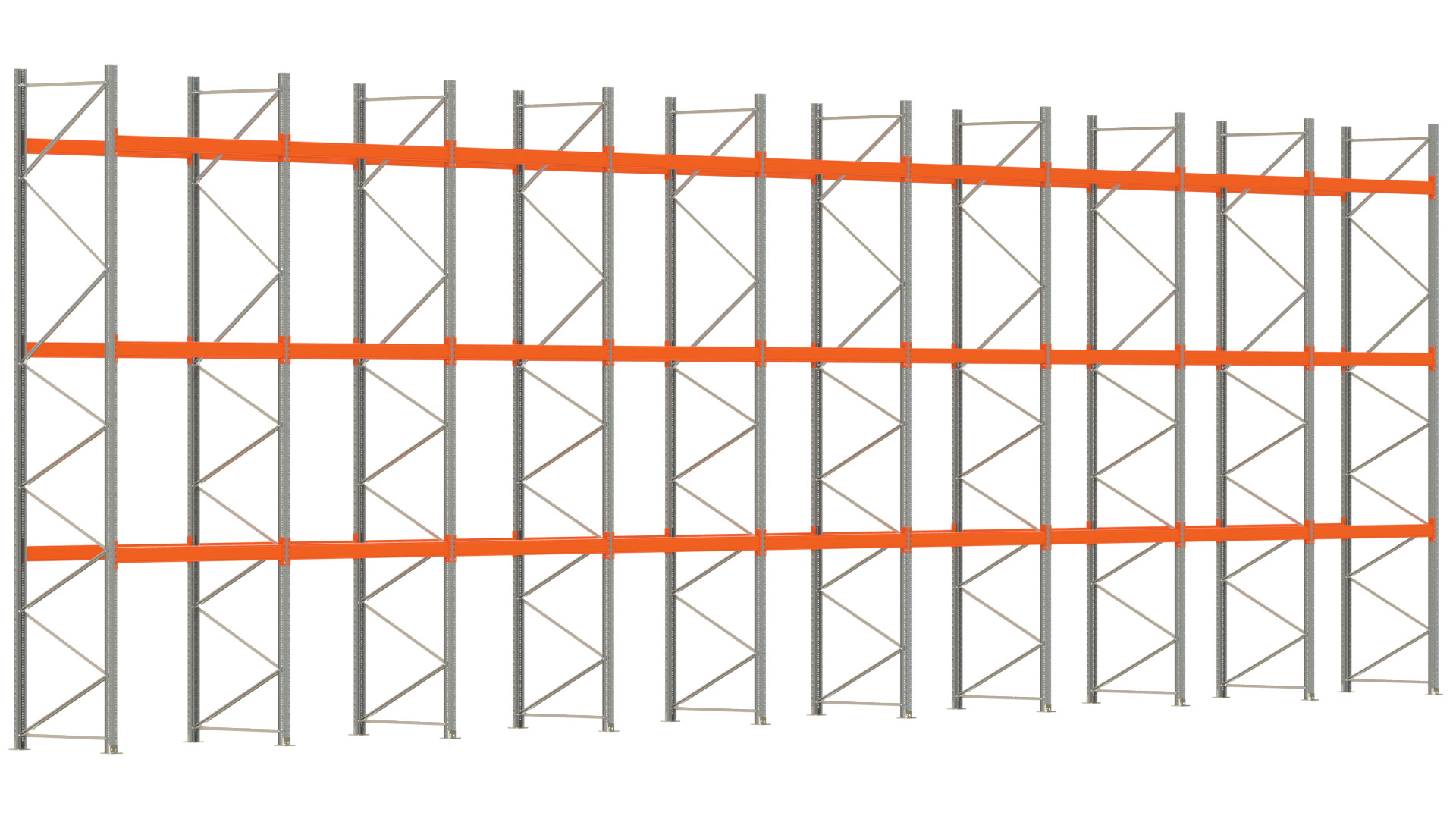 Palettenregal ARTUS - Breite 1795 cm - Höhe 550 cm - Tiefe 110 cm - Fachlast 2000 kg - 72 Palettenstellplätze