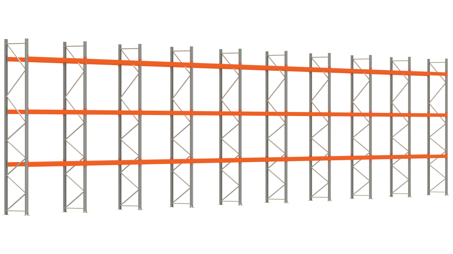 Palettenregal ARTUS - Breite 2515 cm - Höhe 500 cm - Tiefe 80 cm - Fachlast 3000 kg - 72 Palettenstellplätze
