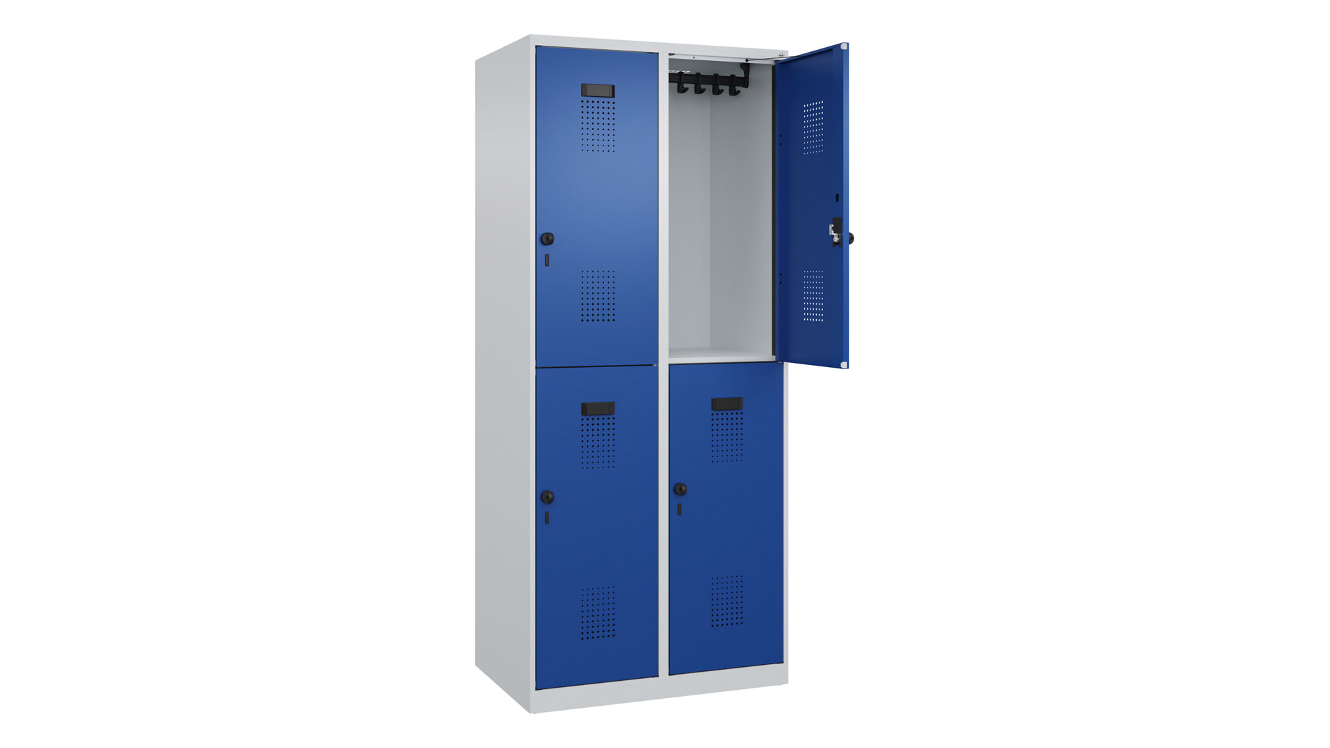 Garderobenspind doppelstöckig, Breite 80 cm, Höhe 185 cm, Tiefe 50 cm, 4 Fächer