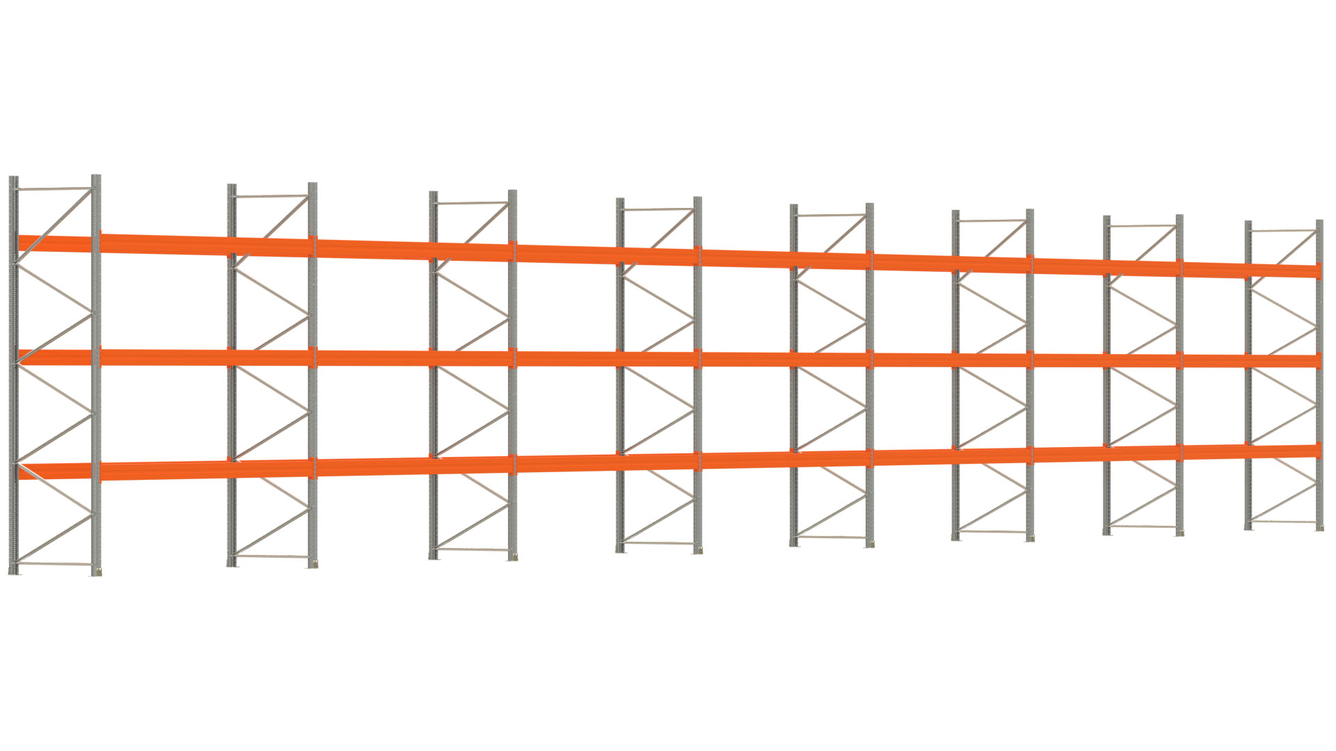 Palettenregal ARTUS - Breite 2588 cm - Höhe 400 cm - Tiefe 110 cm - Fachlast 3000 kg - 112 Palettenstellplätze