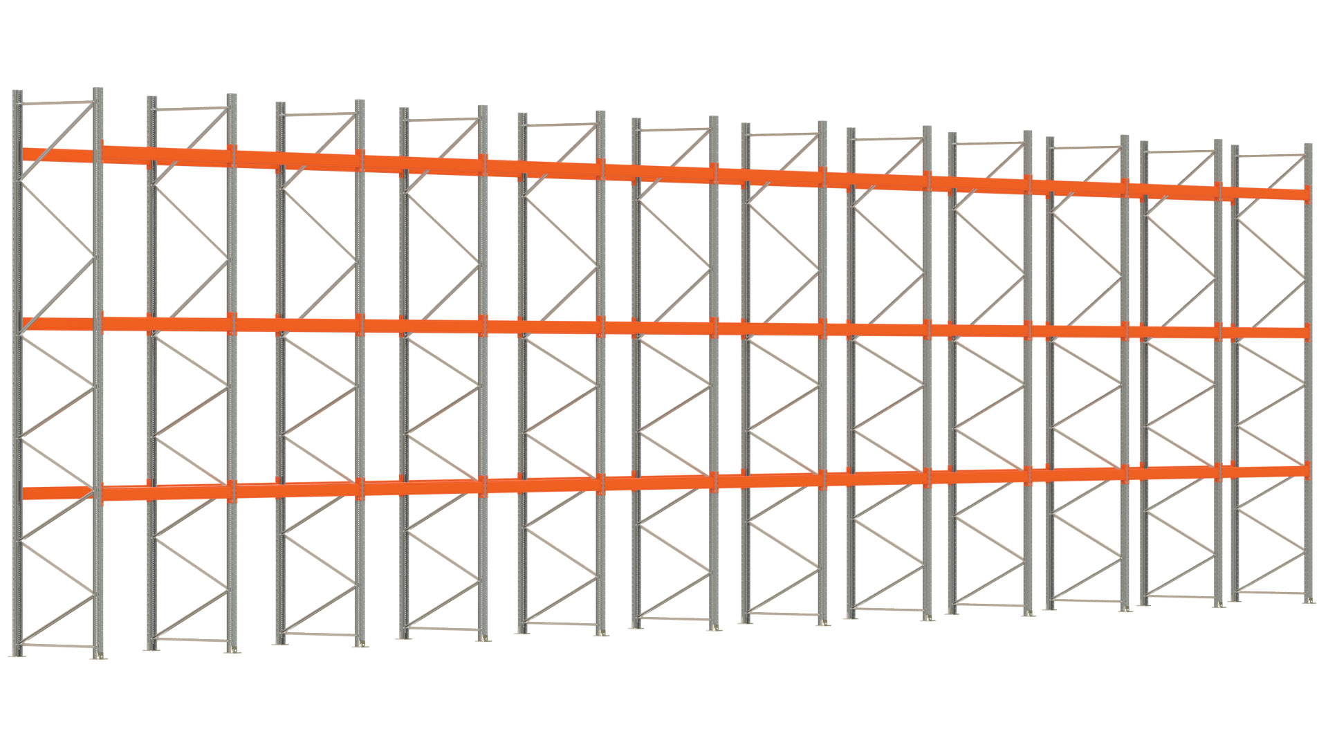 Palettenregal ARTUS - Breite 2192 cm - Höhe 550 cm - Tiefe 110 cm - Fachlast 2000 kg - 88 Palettenstellplätze