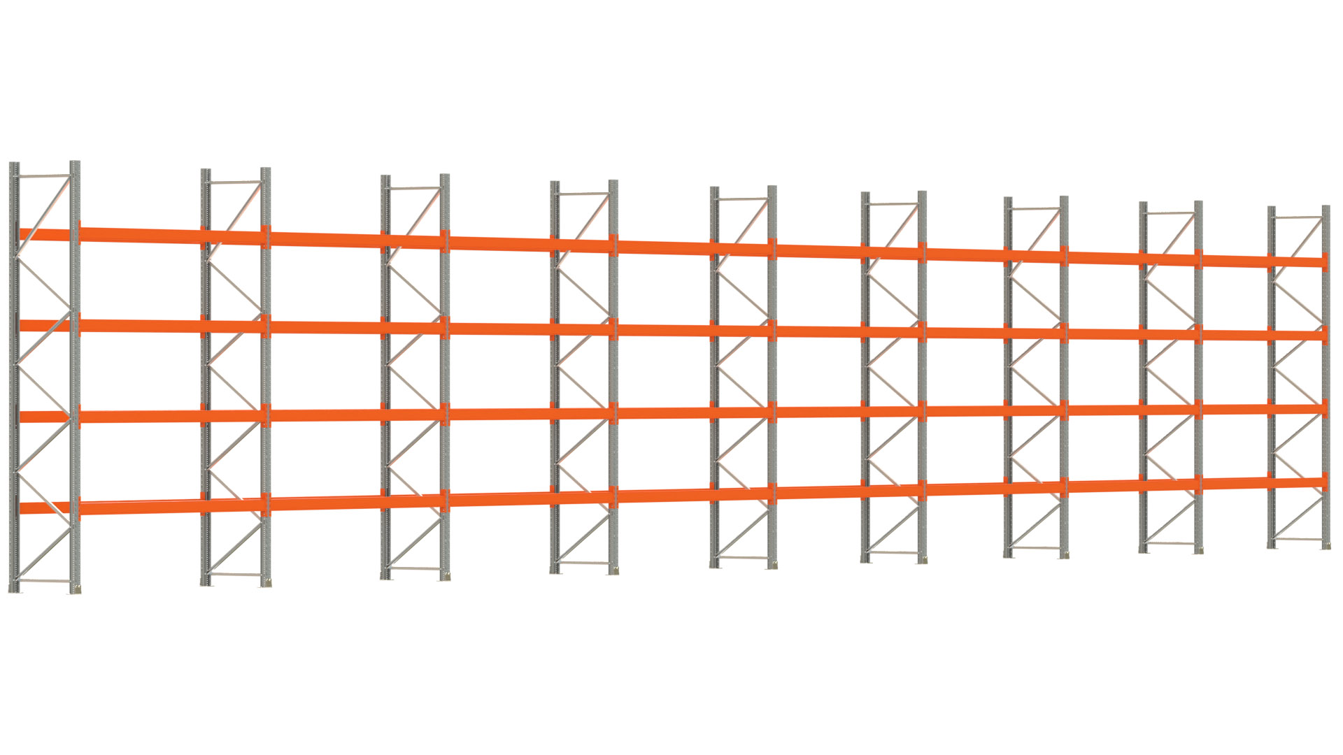 Palettenregal ARTUS - Breite 2236,5 cm - Höhe 400 cm - Tiefe 80 cm - Fachlast 2000 kg - 80 Palettenstellplätze