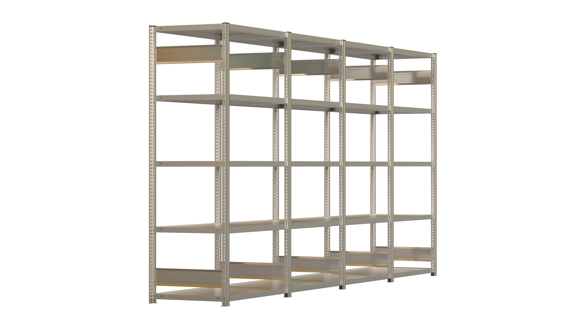 Fachbodenregal BERT - Breite: 402 cm - Tiefe: 60 cm - Höhe: 200 cm - 20 Böden - Regalreihe