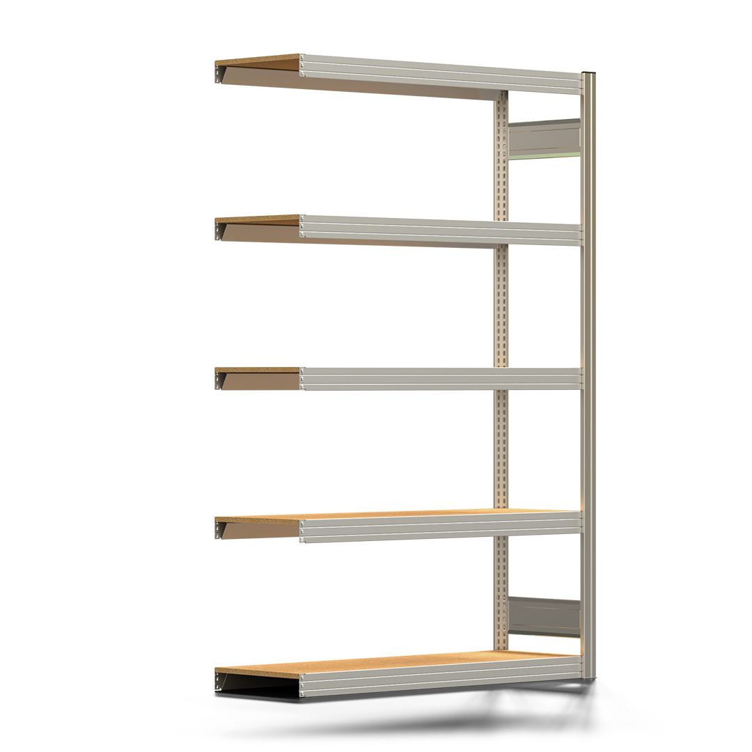 Fachbodenregal BERT - Breite: 128,5 cm - Tiefe: 40 cm - Höhe: 200 cm - 5 Böden - Anbauregal