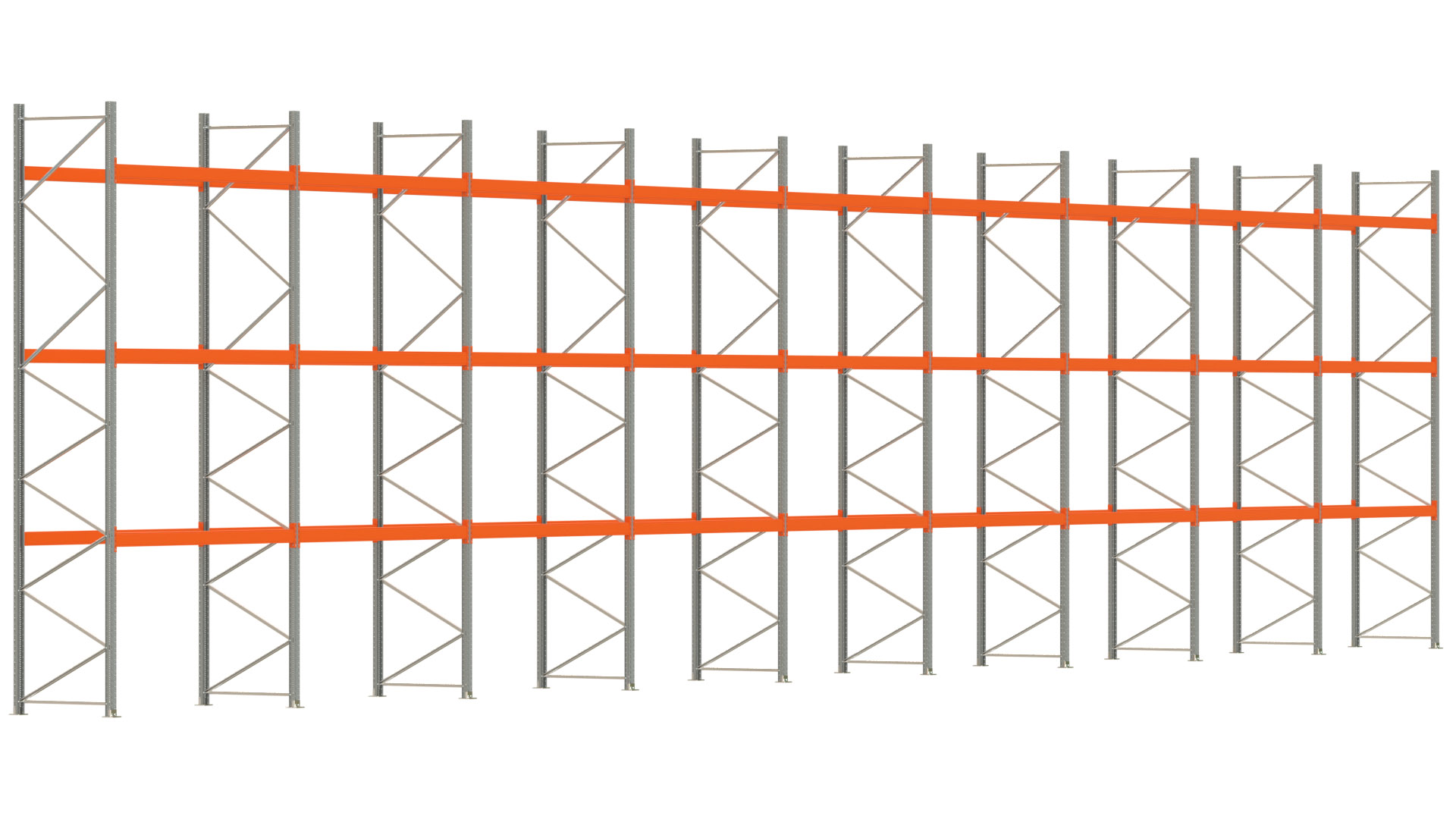 Palettenregal ARTUS - Breite 2515 cm - Höhe 550 cm - Tiefe 110 cm - Fachlast 2775 kg - 108 Palettenstellplätze