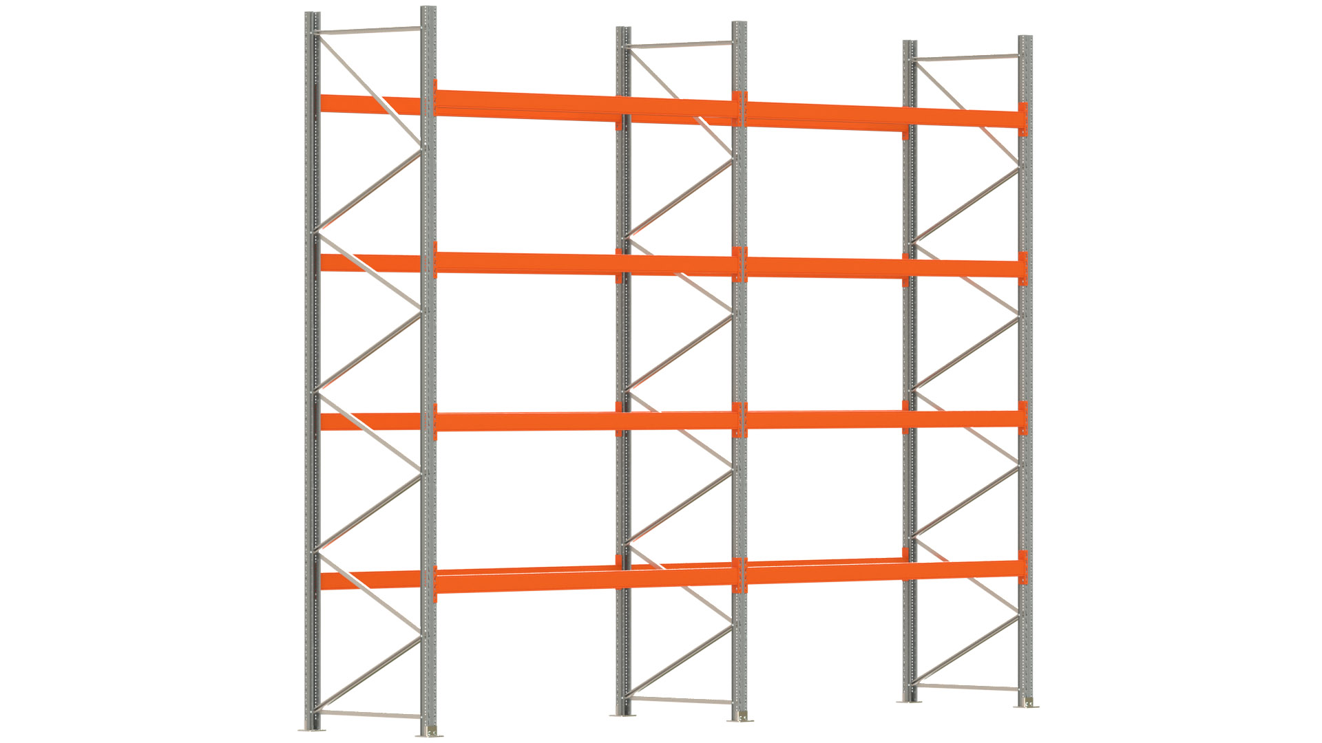 Palettenregal ARTUS - Breite 565,5 cm - Höhe 450 cm - Tiefe 110 cm - Fachlast 2000 kg - 30 Palettenstellplätze