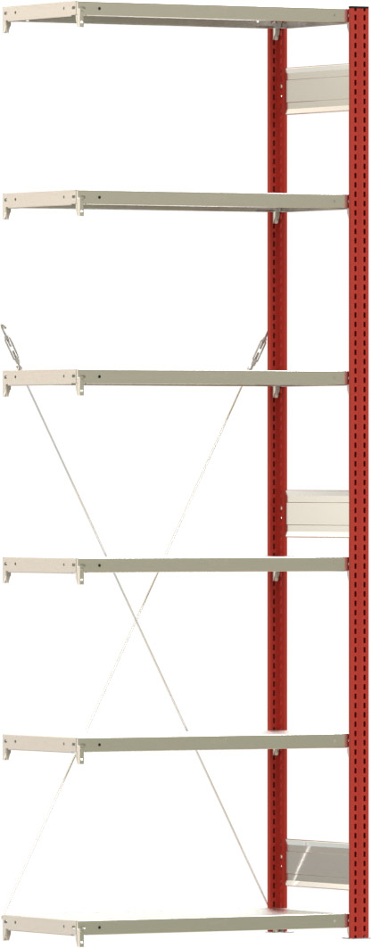 Fachbodenregal BERT - Breite: 87,5 cm - Tiefe: 40 cm - Höhe: 250 cm - 6 Böden - Anbauregal