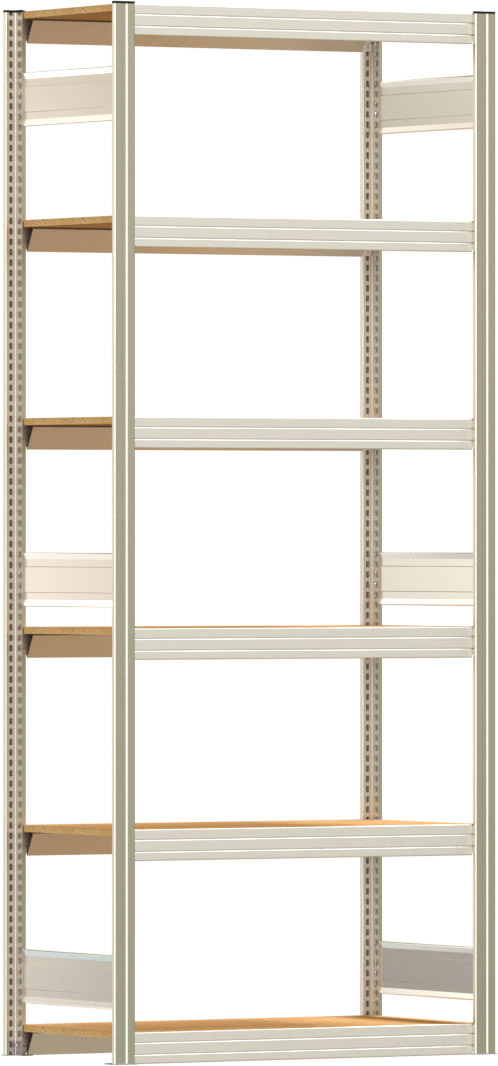 Fachbodenregal BERT - Breite: 100,5 cm - Tiefe: 50 cm - Höhe: 250 cm - 6 Böden - Grundregal