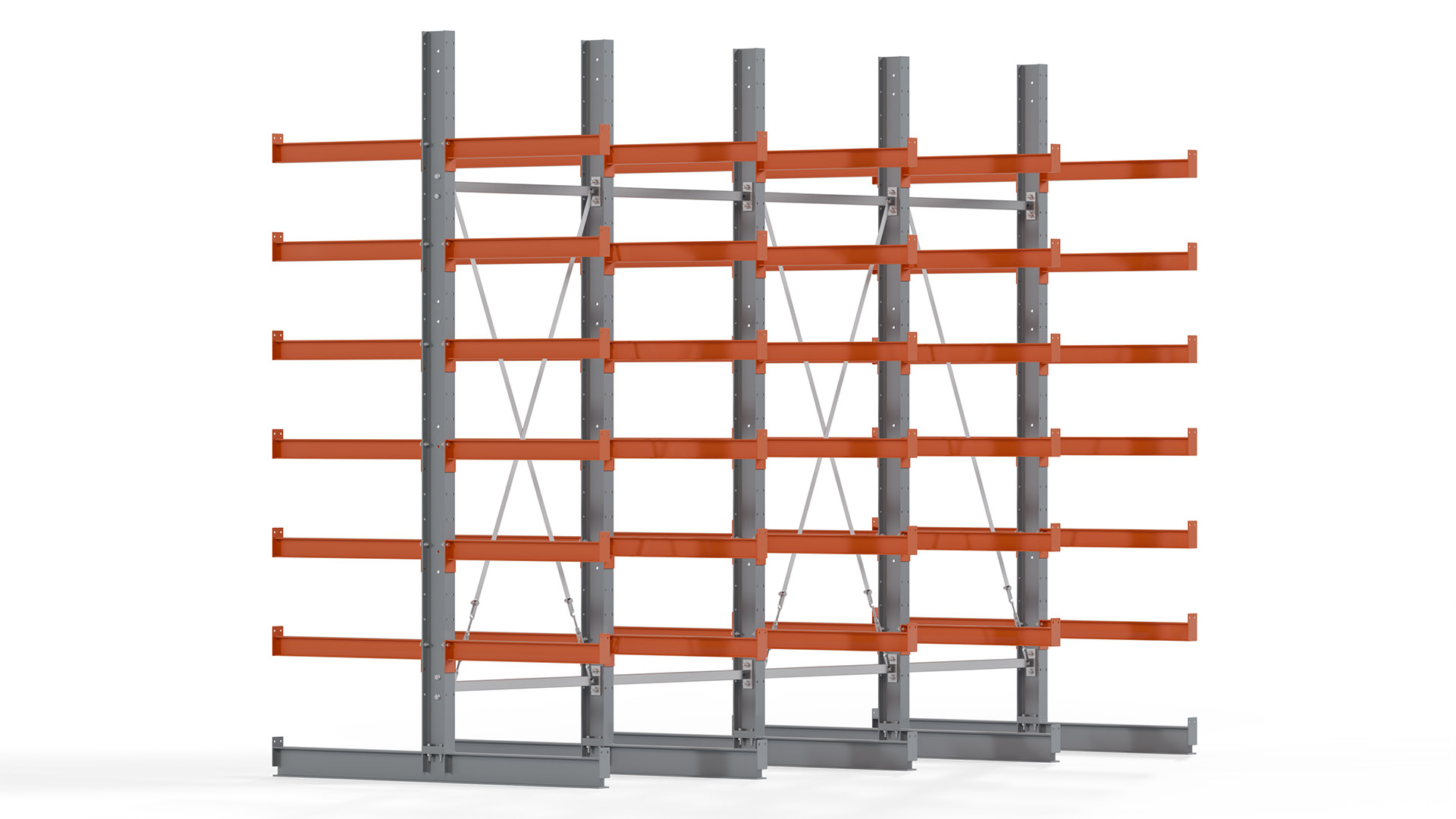 Kragarmregal KARL basic - lackiert - Breite: 400 cm - Höhe: 300 cm - Tiefe: 80 cm - Traglast je Kragarm: 550 kg - beidseitig