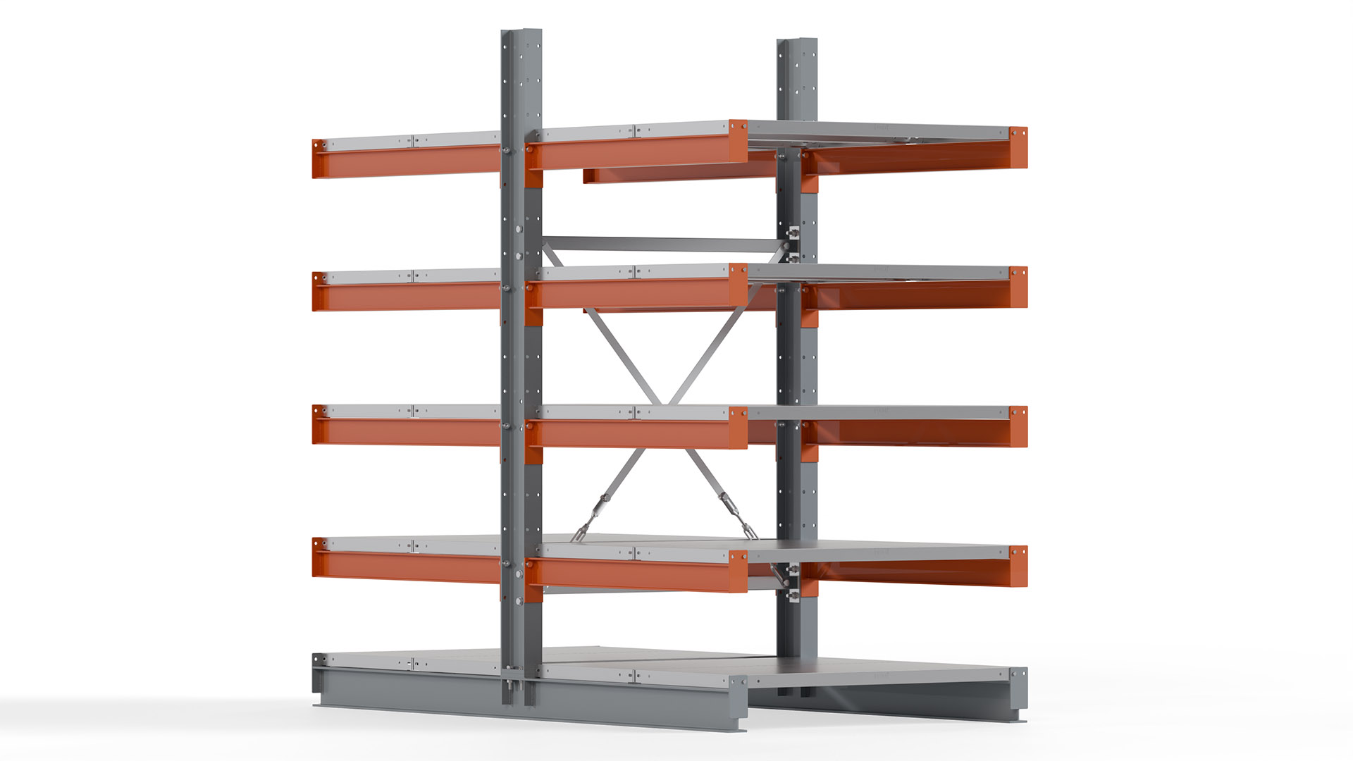 Kragarmregal KARL basic - lackiert - Breite: 100 cm - Höhe: 200 cm - Tiefe: 100 cm - Traglast je Kragarm: 450 kg - beidseitig