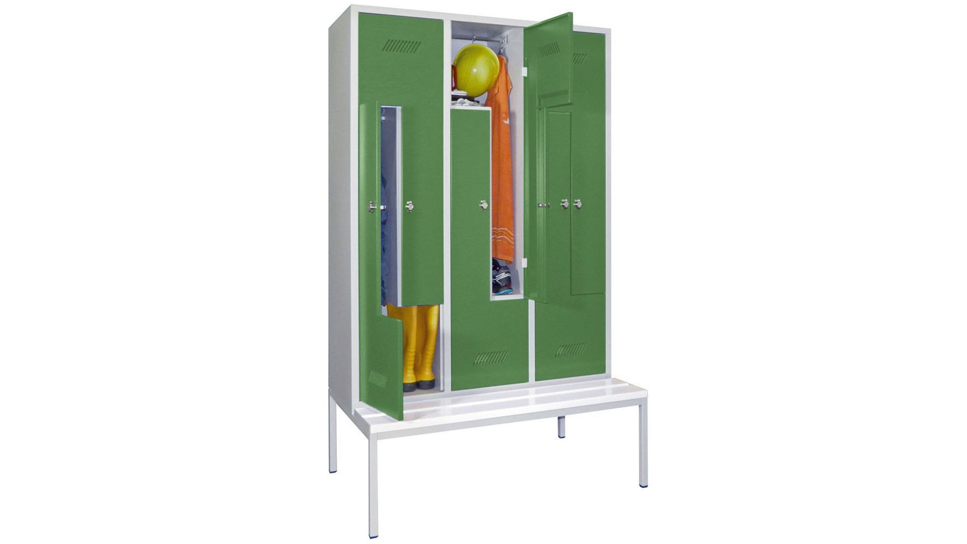 Z-Spind, Breite 100 cm, Höhe 210 cm, Tiefe 80 cm, 6 Abteile